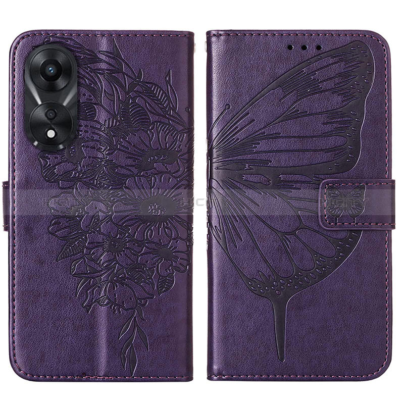 Custodia Portafoglio In Pelle Farfalla Cover con Supporto YB2 per Oppo A78 5G