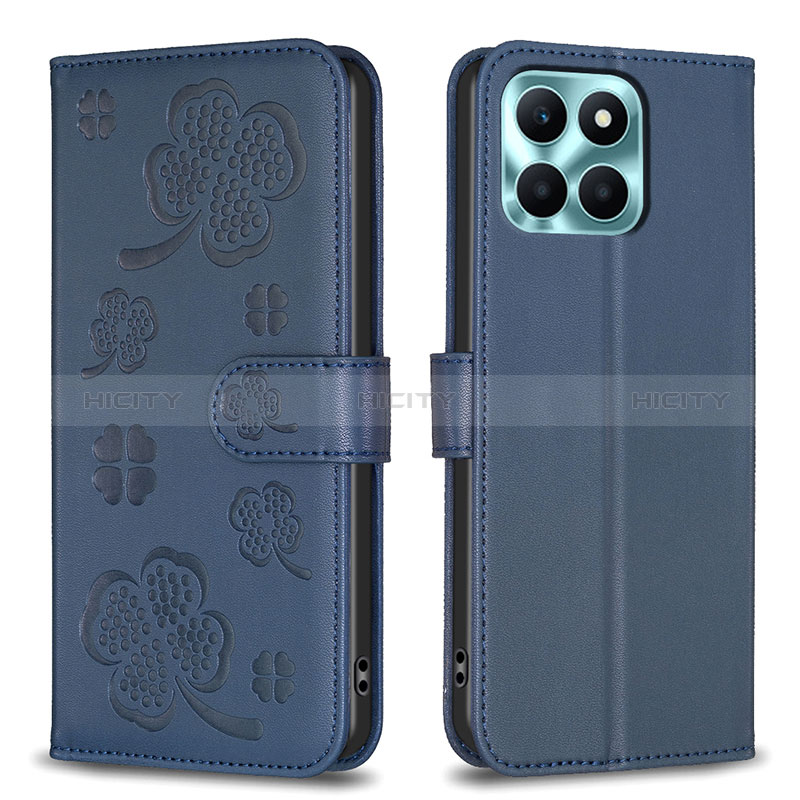 Custodia Portafoglio In Pelle Fiori Cover con Supporto BF1 per Huawei Honor X6a