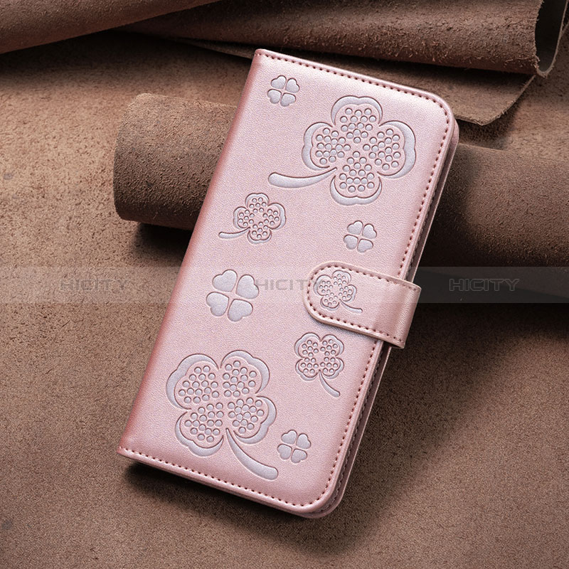 Custodia Portafoglio In Pelle Fiori Cover con Supporto BF1 per Oppo A15 Oro Rosa