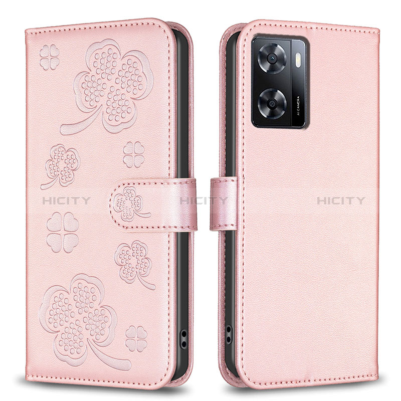 Custodia Portafoglio In Pelle Fiori Cover con Supporto BF1 per Oppo A77 4G