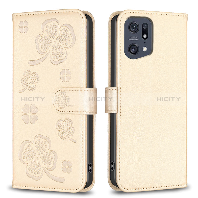 Custodia Portafoglio In Pelle Fiori Cover con Supporto BF1 per Oppo Find X5 Pro 5G