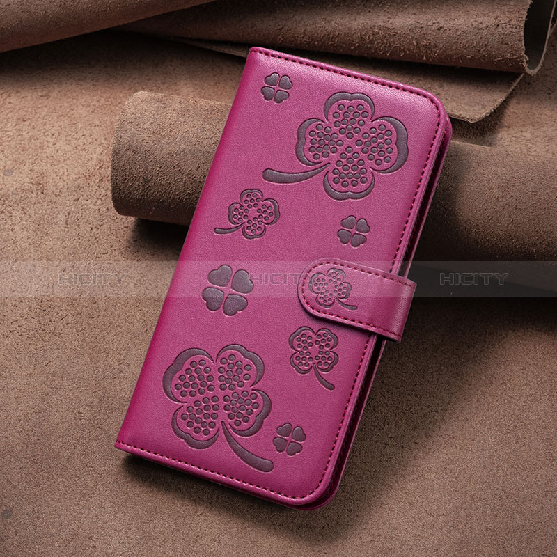 Custodia Portafoglio In Pelle Fiori Cover con Supporto BF1 per Xiaomi Poco F5 Pro 5G Rosa Caldo