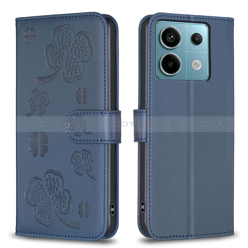 Custodia Portafoglio In Pelle Fiori Cover con Supporto BF1 per Xiaomi Redmi Note 13 Pro 5G Blu
