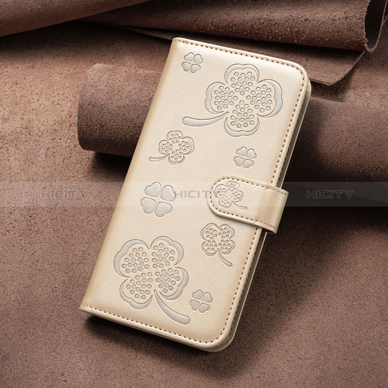 Custodia Portafoglio In Pelle Fiori Cover con Supporto BF2 per Huawei Mate 60 Pro Oro