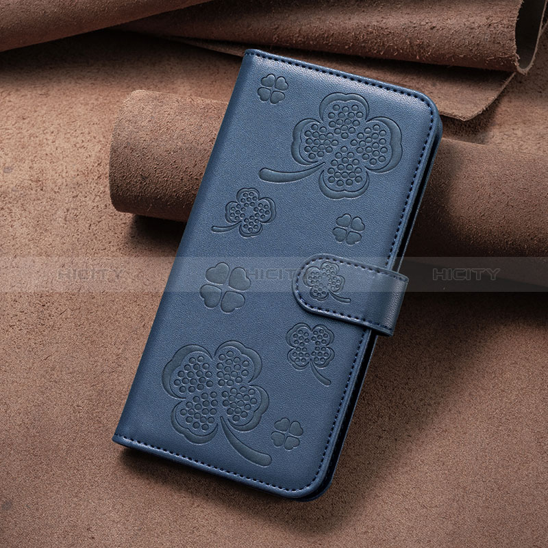 Custodia Portafoglio In Pelle Fiori Cover con Supporto BF2 per Oppo A57 4G Blu