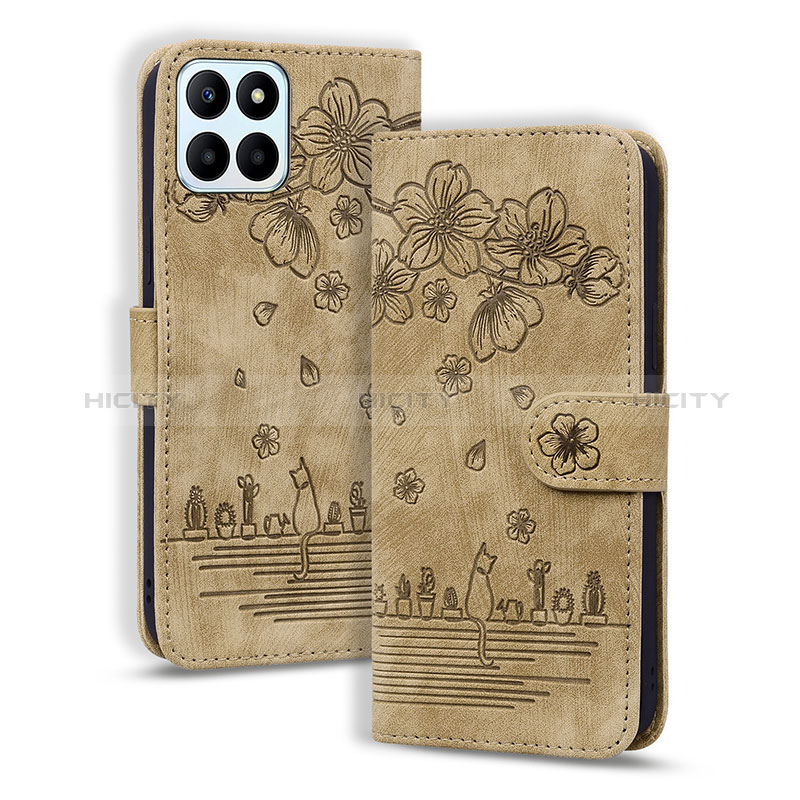 Custodia Portafoglio In Pelle Fiori Cover con Supporto HF2 per Huawei Honor X8b