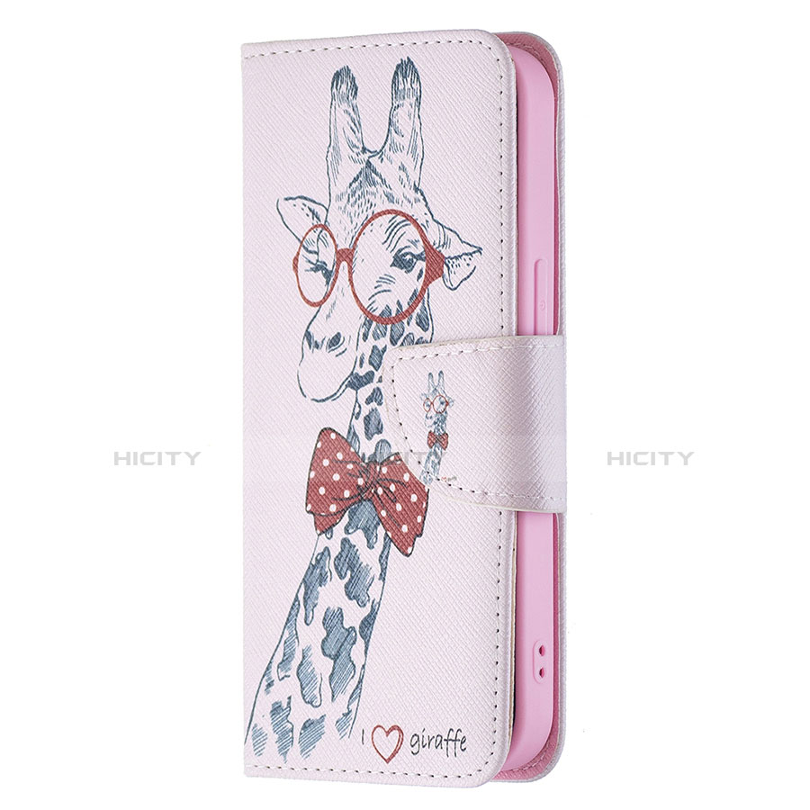 Custodia Portafoglio In Pelle Fiori Cover con Supporto L01 per Apple iPhone 14 Plus Rosa