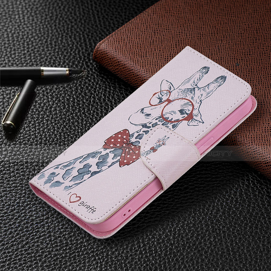Custodia Portafoglio In Pelle Fiori Cover con Supporto L01 per Apple iPhone 14 Plus Rosa