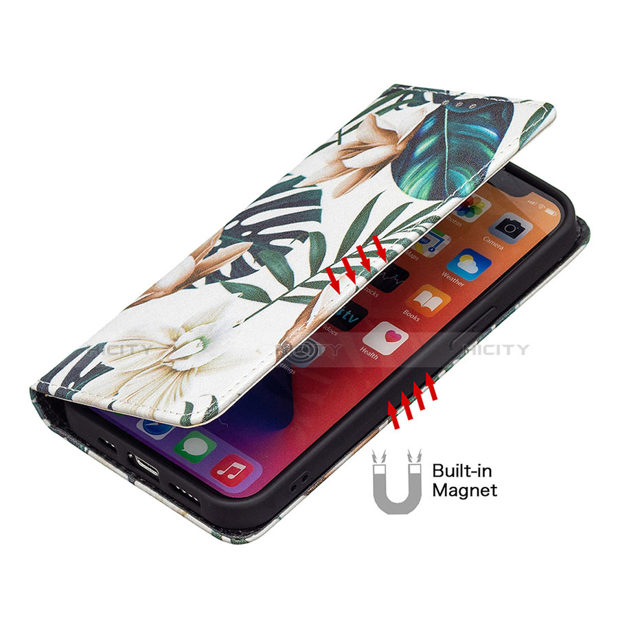 Custodia Portafoglio In Pelle Fiori Cover con Supporto per Apple iPhone 13 Multicolore