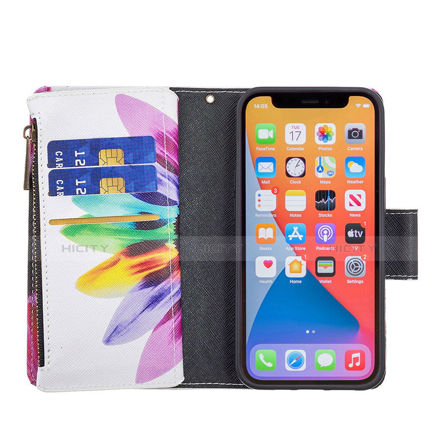 Custodia Portafoglio In Pelle Fiori Cover con Supporto per Apple iPhone 13 Pro Max Colorato