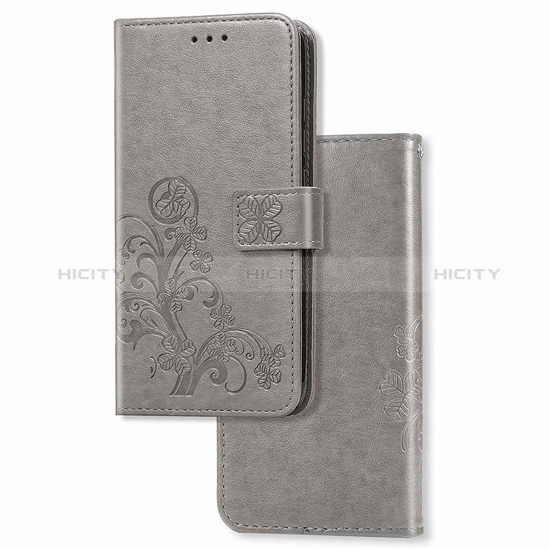 Custodia Portafoglio In Pelle Fiori Cover con Supporto per Google Pixel 4a Grigio