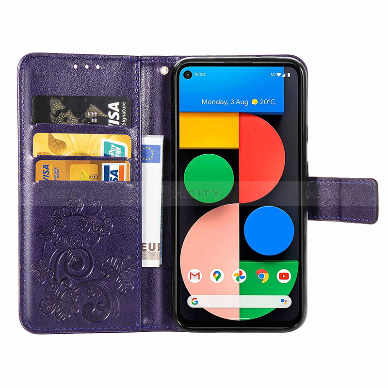 Custodia Portafoglio In Pelle Fiori Cover con Supporto per Google Pixel 5