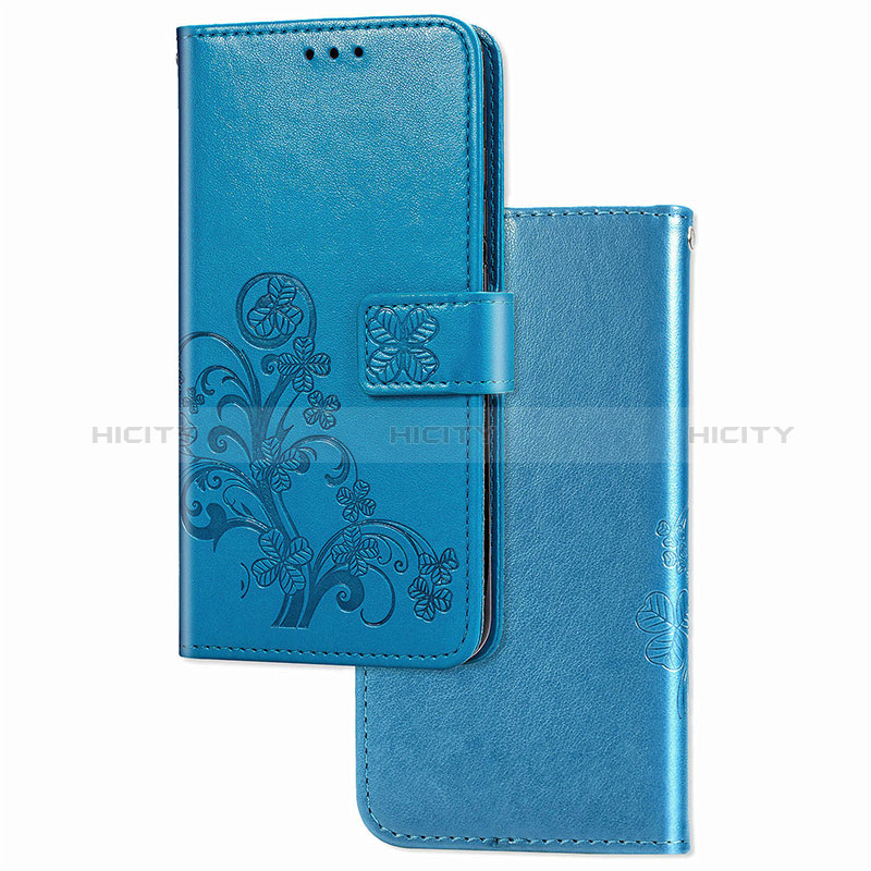 Custodia Portafoglio In Pelle Fiori Cover con Supporto per Google Pixel 5 Blu