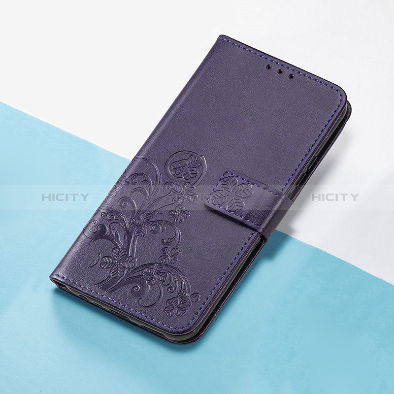 Custodia Portafoglio In Pelle Fiori Cover con Supporto per Huawei P40 Pro Viola