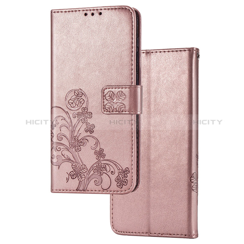 Custodia Portafoglio In Pelle Fiori Cover con Supporto per Huawei Y7p Rosa