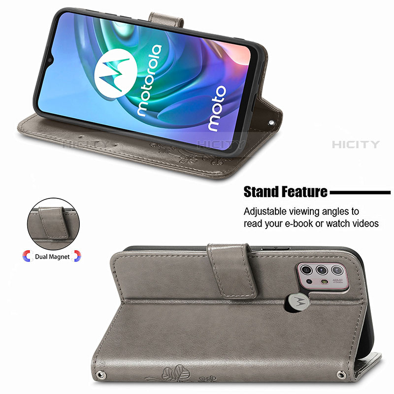 Custodia Portafoglio In Pelle Fiori Cover con Supporto per Motorola Moto G10 Power