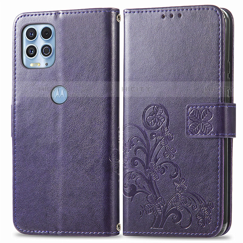 Custodia Portafoglio In Pelle Fiori Cover con Supporto per Motorola Moto G100 5G