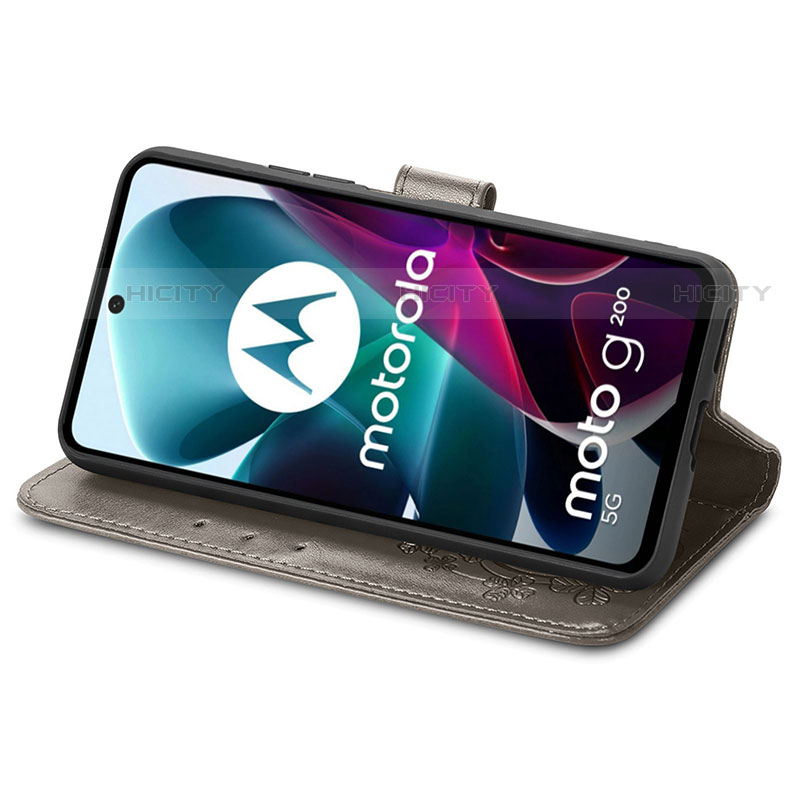 Custodia Portafoglio In Pelle Fiori Cover con Supporto per Motorola Moto G200 5G