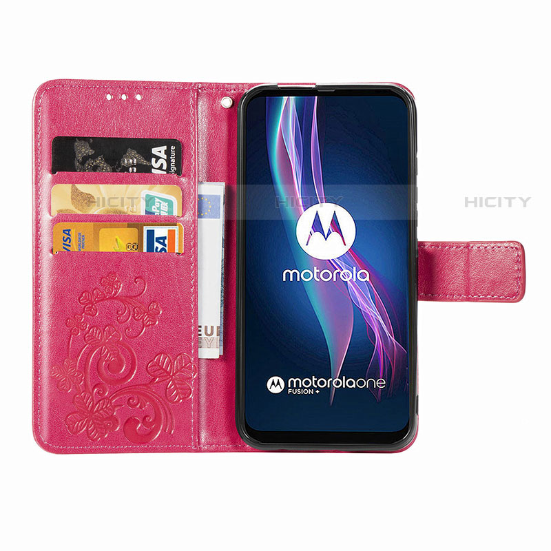 Custodia Portafoglio In Pelle Fiori Cover con Supporto per Motorola Moto One Fusion Plus