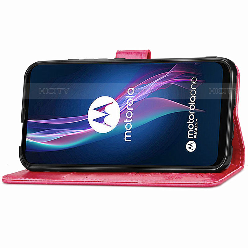 Custodia Portafoglio In Pelle Fiori Cover con Supporto per Motorola Moto One Fusion Plus