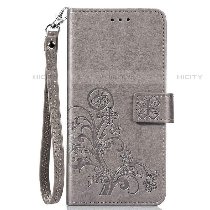 Custodia Portafoglio In Pelle Fiori Cover con Supporto per Motorola Moto One Fusion Plus Grigio