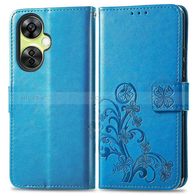 Custodia Portafoglio In Pelle Fiori Cover con Supporto per OnePlus Nord CE 3 Lite 5G Blu