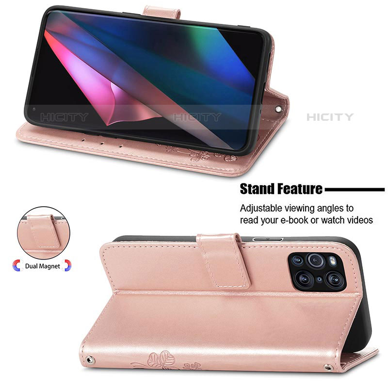 Custodia Portafoglio In Pelle Fiori Cover con Supporto per Oppo Find X3 Pro 5G