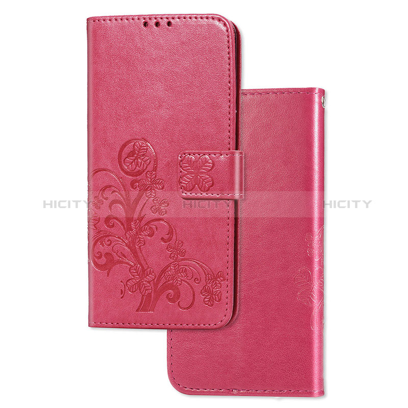 Custodia Portafoglio In Pelle Fiori Cover con Supporto per Samsung Galaxy A21 Rosso