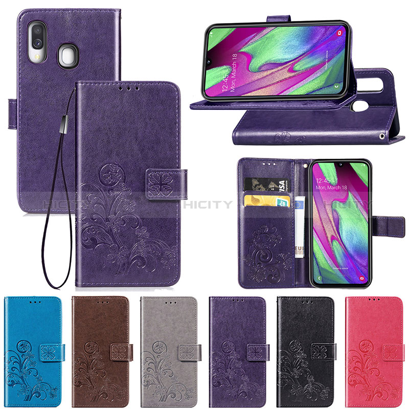 Custodia Portafoglio In Pelle Fiori Cover con Supporto per Samsung Galaxy A40