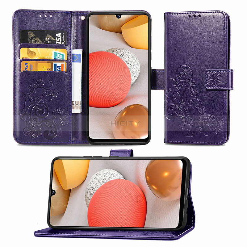Custodia Portafoglio In Pelle Fiori Cover con Supporto per Samsung Galaxy A42 5G