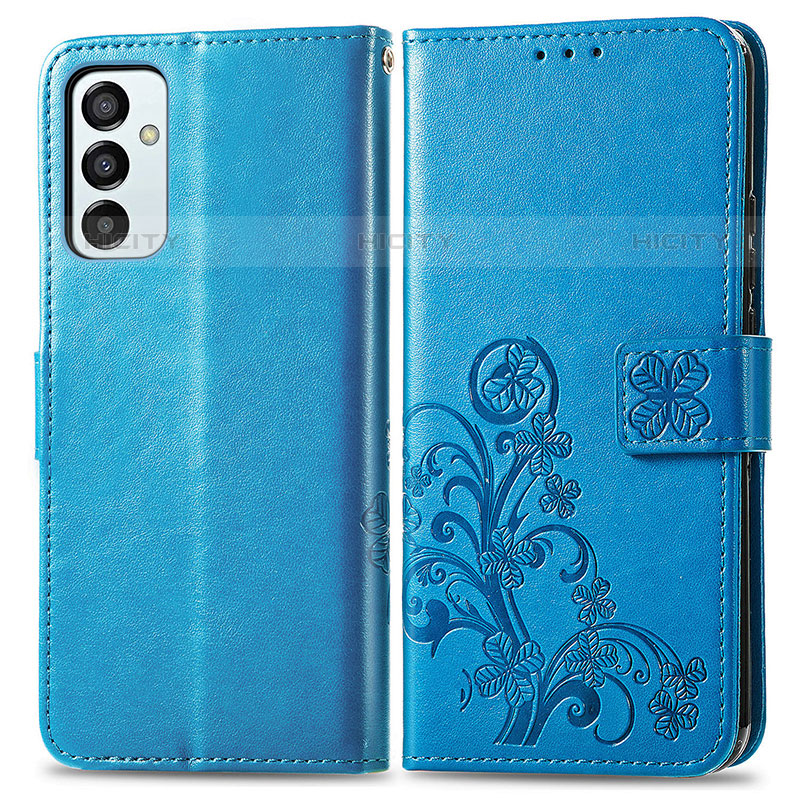 Custodia Portafoglio In Pelle Fiori Cover con Supporto per Samsung Galaxy M23 5G Blu