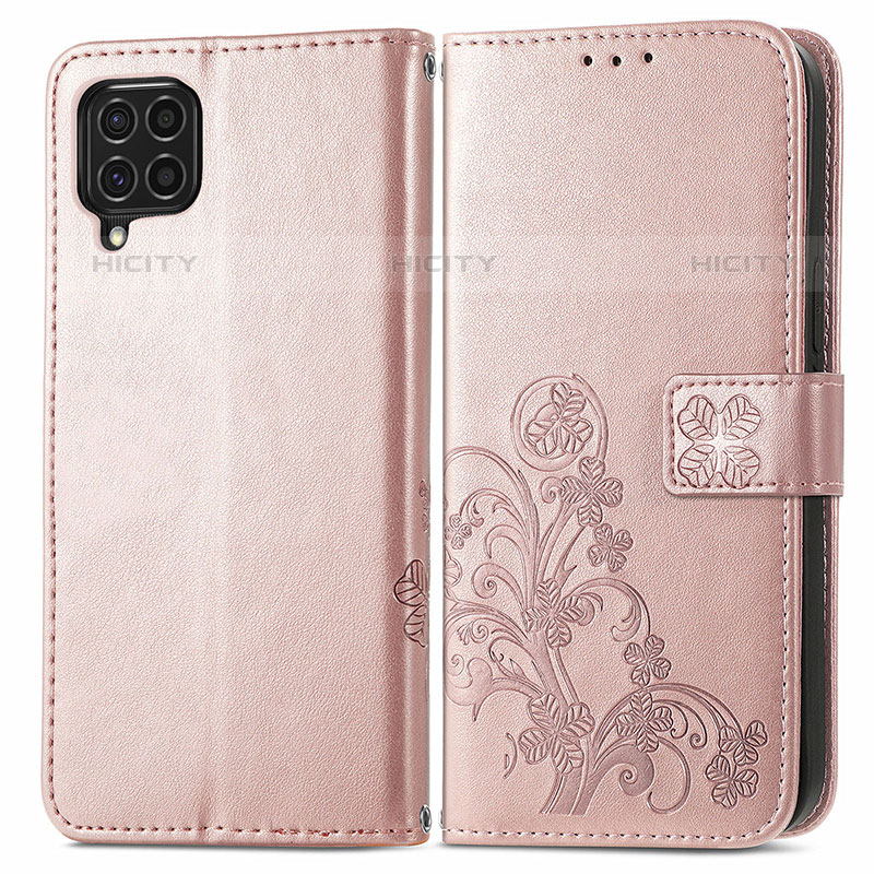 Custodia Portafoglio In Pelle Fiori Cover con Supporto per Samsung Galaxy M62 4G Rosa