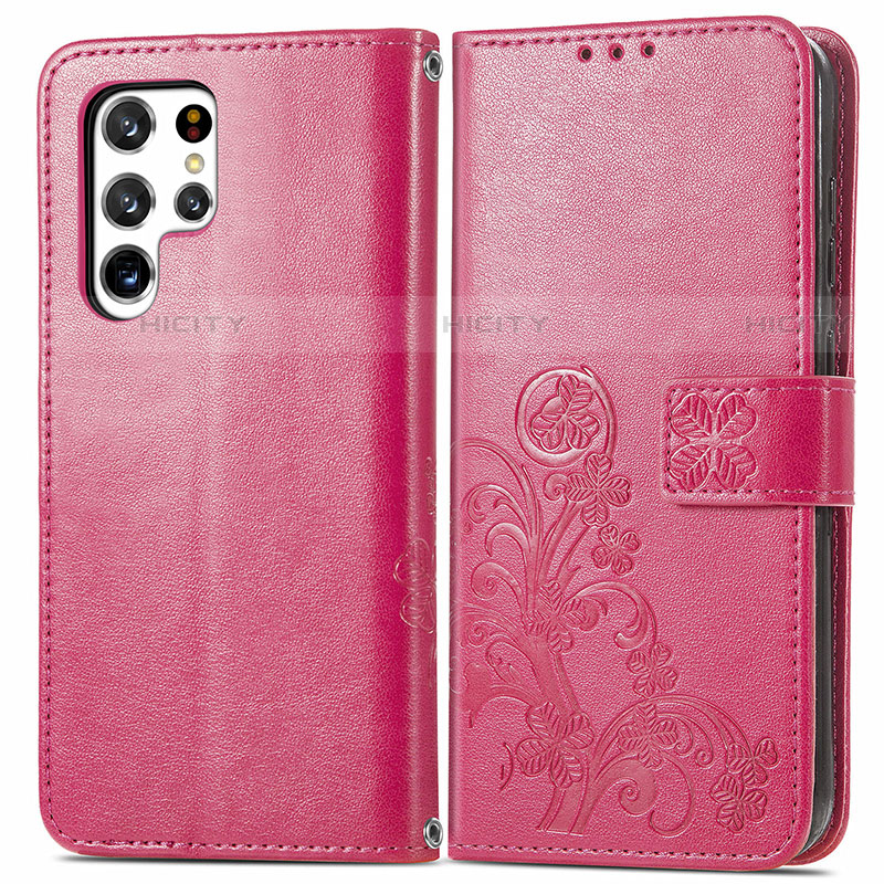 Custodia Portafoglio In Pelle Fiori Cover con Supporto per Samsung Galaxy S23 Ultra 5G