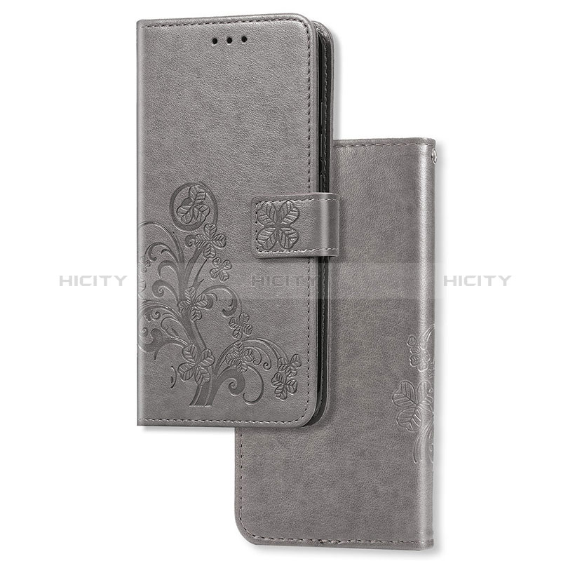 Custodia Portafoglio In Pelle Fiori Cover con Supporto per Sony Xperia 1 Grigio