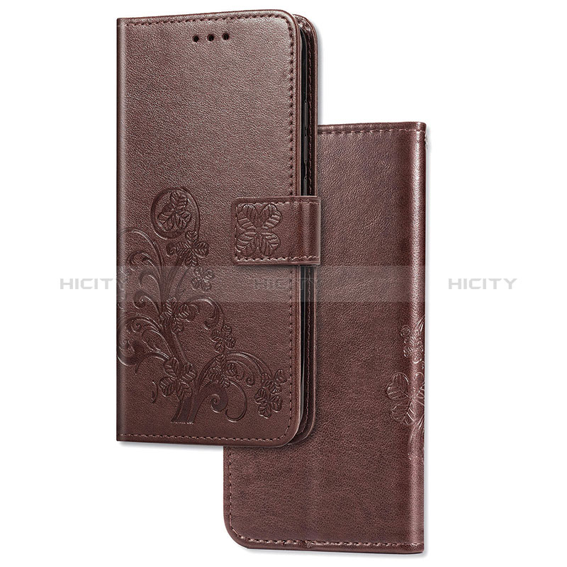 Custodia Portafoglio In Pelle Fiori Cover con Supporto per Sony Xperia 1 II Marrone