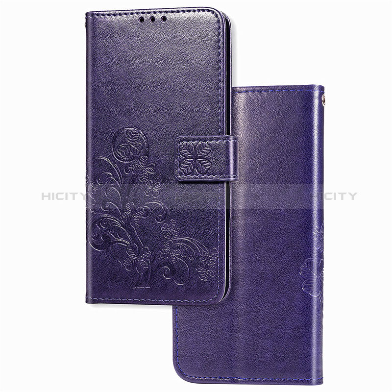 Custodia Portafoglio In Pelle Fiori Cover con Supporto per Sony Xperia 5 II Viola