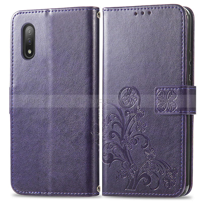 Custodia Portafoglio In Pelle Fiori Cover con Supporto per Sony Xperia Ace II