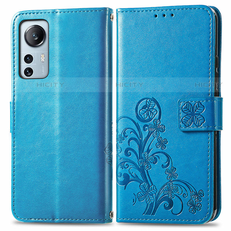 Custodia Portafoglio In Pelle Fiori Cover con Supporto per Xiaomi Mi 12 Lite 5G Blu