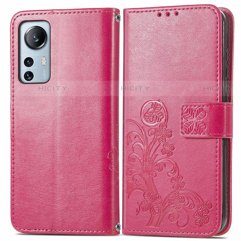 Custodia Portafoglio In Pelle Fiori Cover con Supporto per Xiaomi Mi 12S Pro 5G Rosso