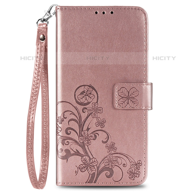 Custodia Portafoglio In Pelle Fiori Cover con Supporto S02D per Samsung Galaxy F41 Rosa