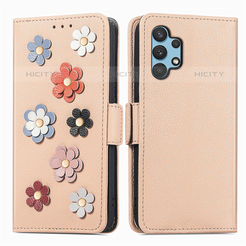 Custodia Portafoglio In Pelle Fiori Cover con Supporto S02D per Samsung Galaxy M32 5G
