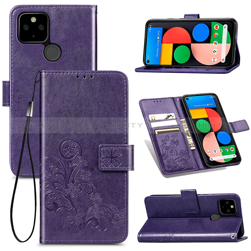 Custodia Portafoglio In Pelle Fiori Cover con Supporto S03D per Google Pixel 4a 5G