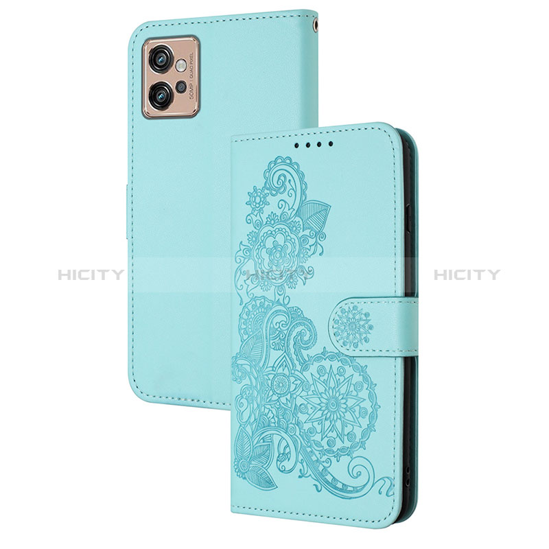 Custodia Portafoglio In Pelle Fiori Cover con Supporto Y01X per Motorola Moto G32