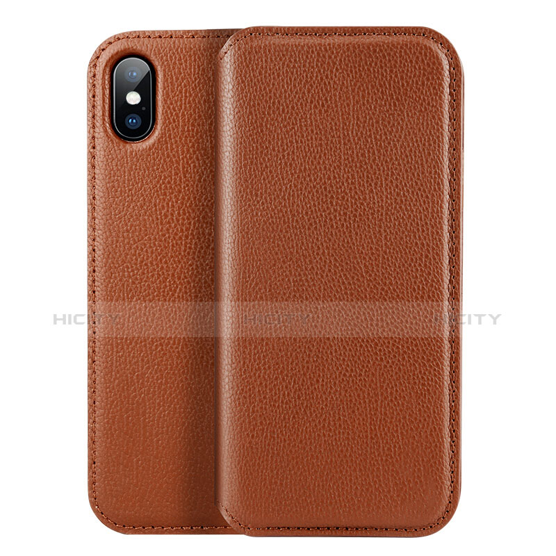 Custodia Portafoglio In Pelle per Apple iPhone Xs Marrone