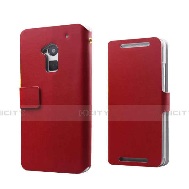 Custodia Portafoglio In Pelle per HTC One Max Rosso