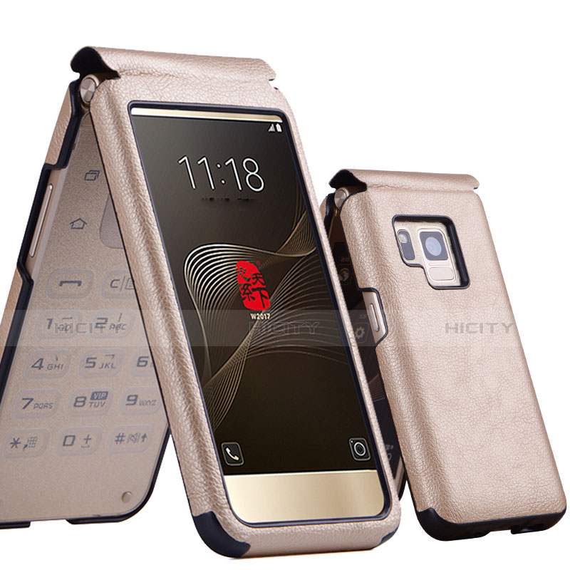 Custodia Portafoglio In Pelle per Samsung W(2017) Oro