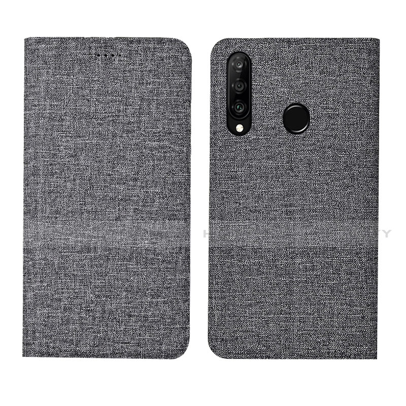 Custodia Portafoglio In stoffa con Supporto H01 per Huawei P30 Lite Grigio