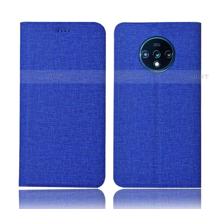 Custodia Portafoglio In stoffa con Supporto H01 per OnePlus 7T Blu