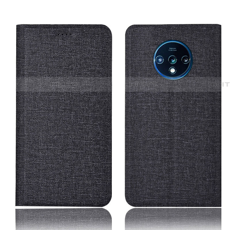 Custodia Portafoglio In stoffa con Supporto H01 per OnePlus 7T Nero