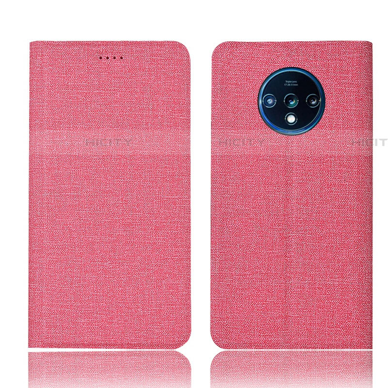 Custodia Portafoglio In stoffa con Supporto H01 per OnePlus 7T Rosa